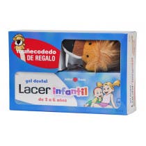 Lacer Gel Dental Infantil 2 a 6 anos Sabor Fresa 50ml Muneco Dedo De Regalo