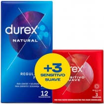 Preservativos Durex Natural Plus Easy On 12 Unidades   3 Preservativos Sensitivo Confort Gratis